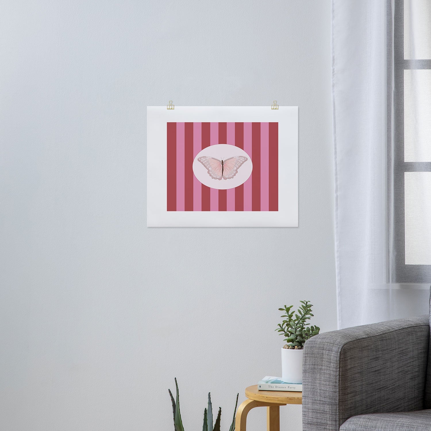 DENY Designs butterfly stripes Art Print