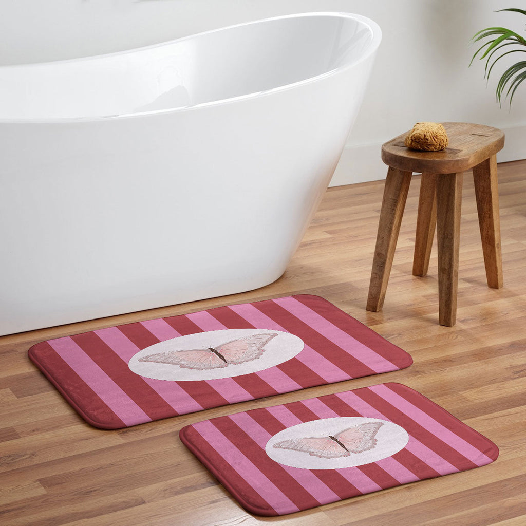 DENY Designs butterfly stripes Memory Foam Bath Mat