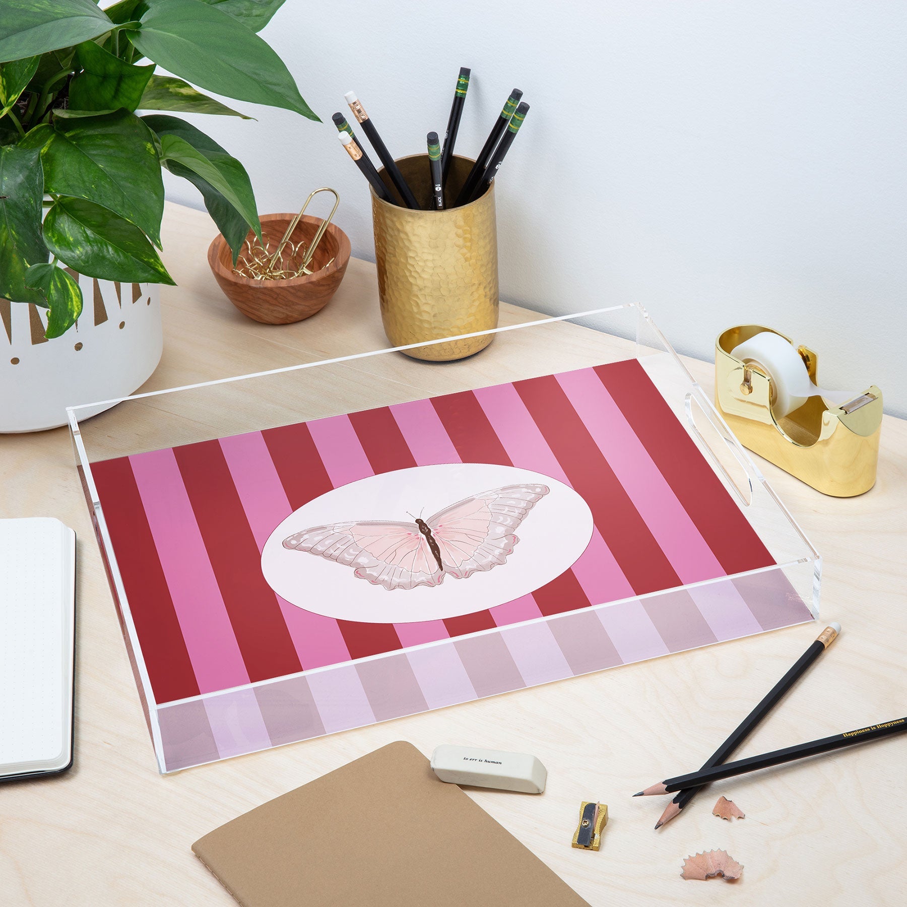 DENY Designs butterfly stripes Acrylic Tray