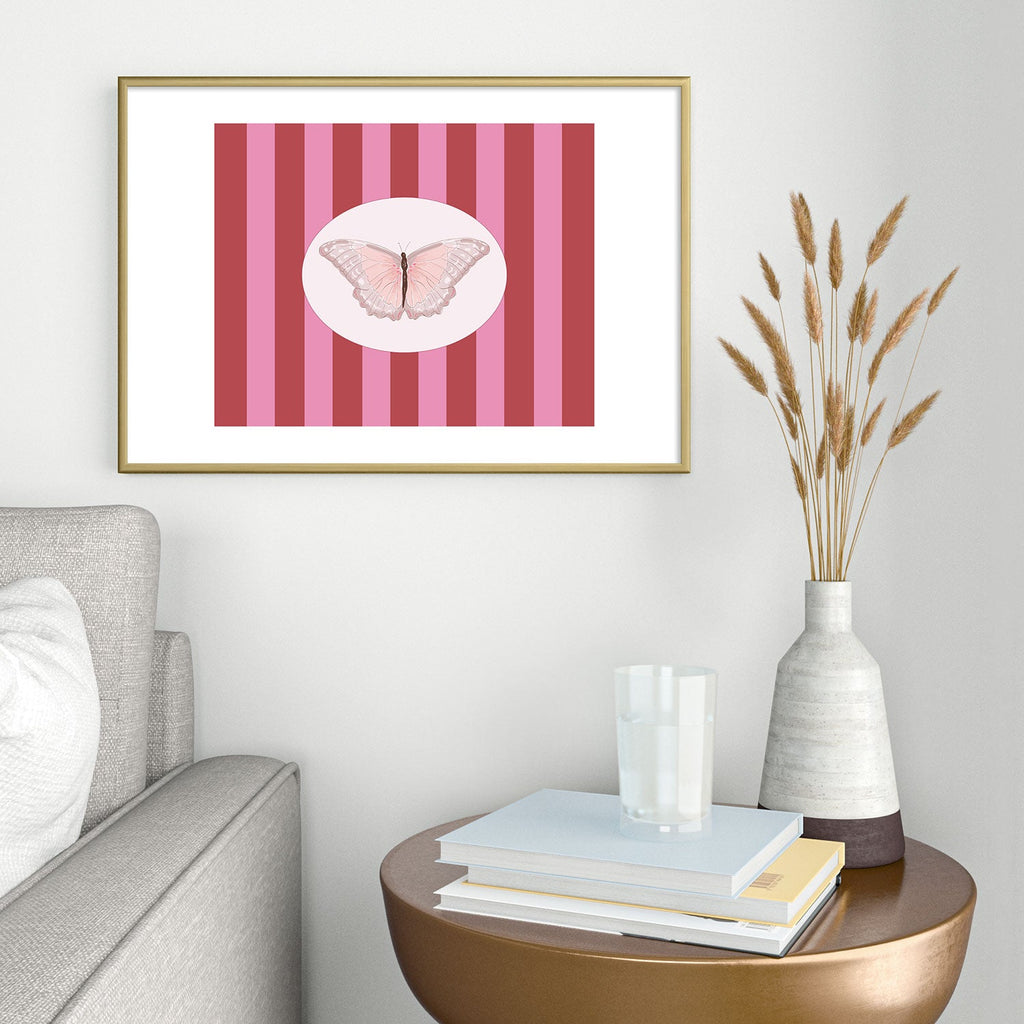 DENY Designs butterfly stripes Metal Framed Art Print