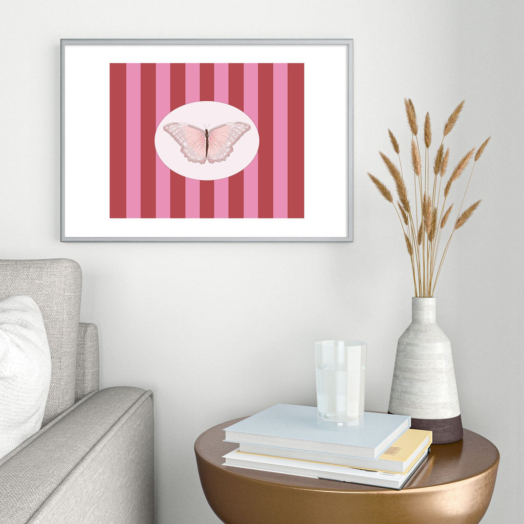 DENY Designs butterfly stripes Metal Framed Art Print