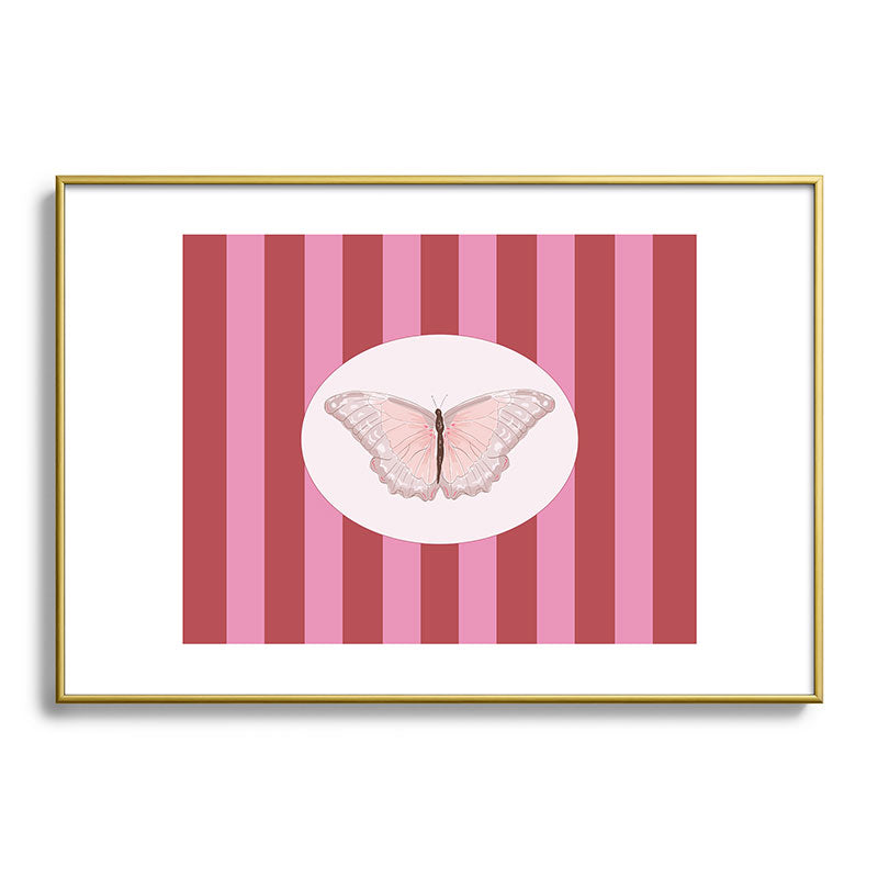 DENY Designs butterfly stripes Metal Framed Art Print