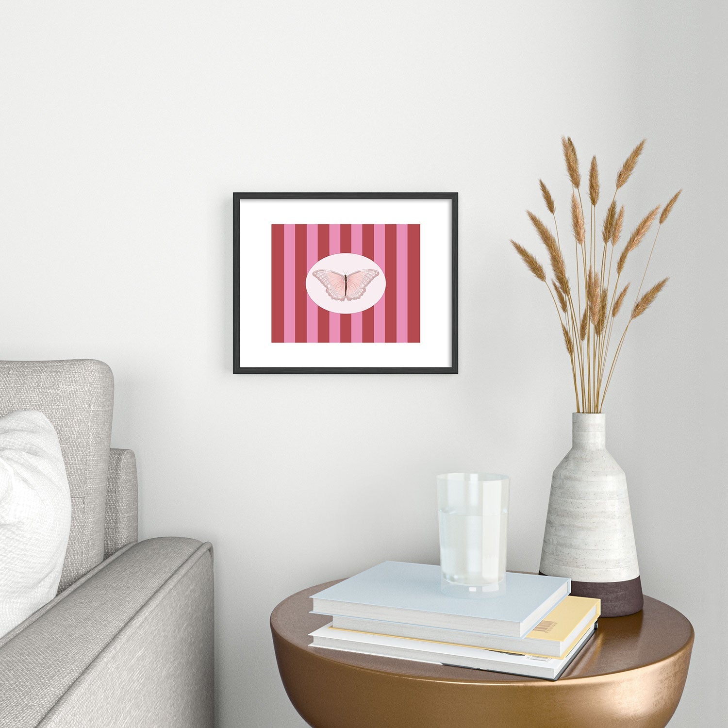 DENY Designs butterfly stripes Metal Framed Art Print