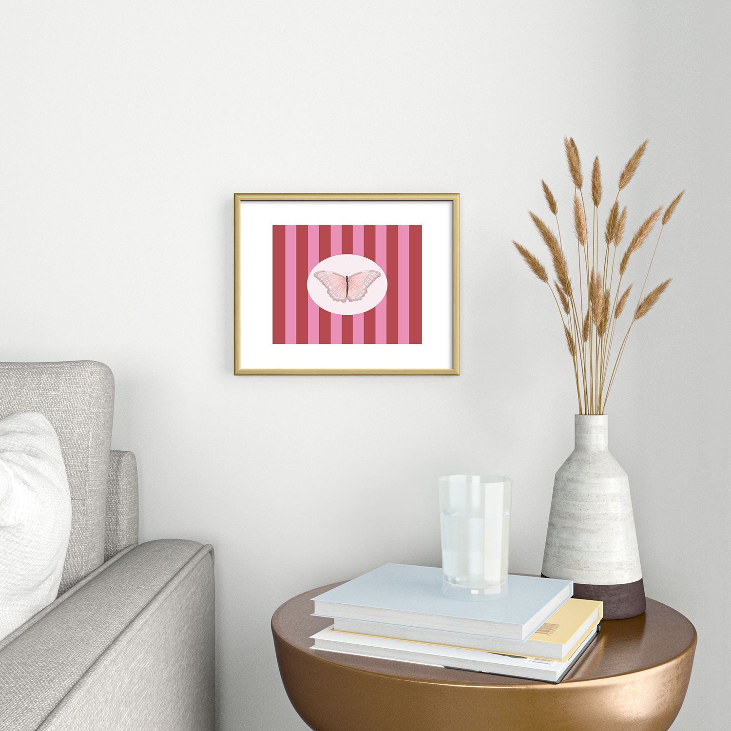 DENY Designs butterfly stripes Metal Framed Art Print