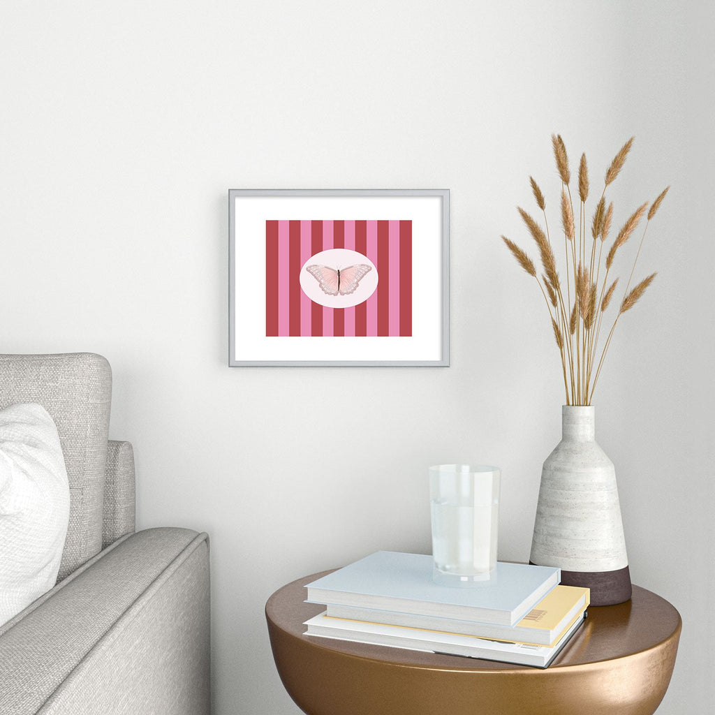 DENY Designs butterfly stripes Metal Framed Art Print