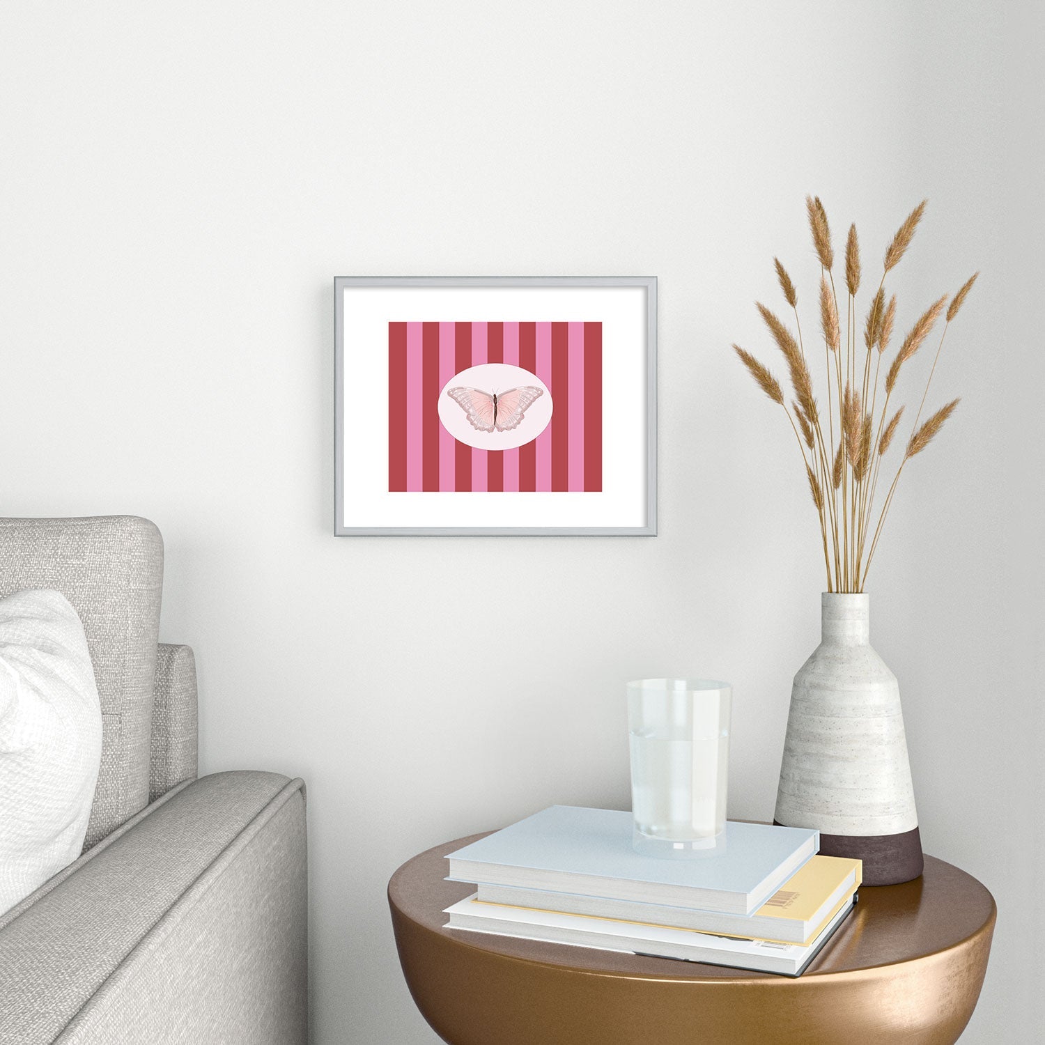 DENY Designs butterfly stripes Metal Framed Art Print