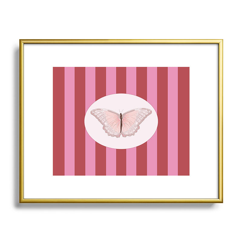 DENY Designs butterfly stripes Metal Framed Art Print