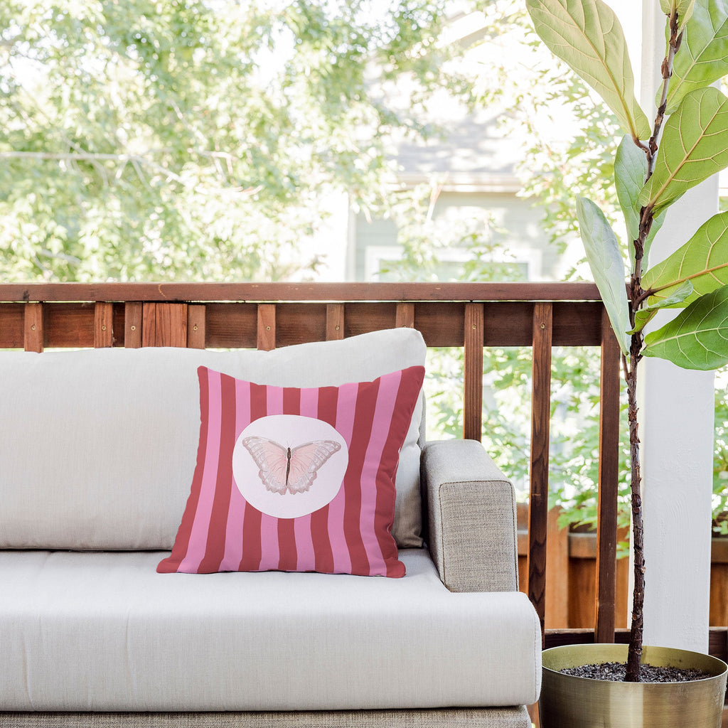 DENY Designs butterfly stripes Outdoor Throw Pillow