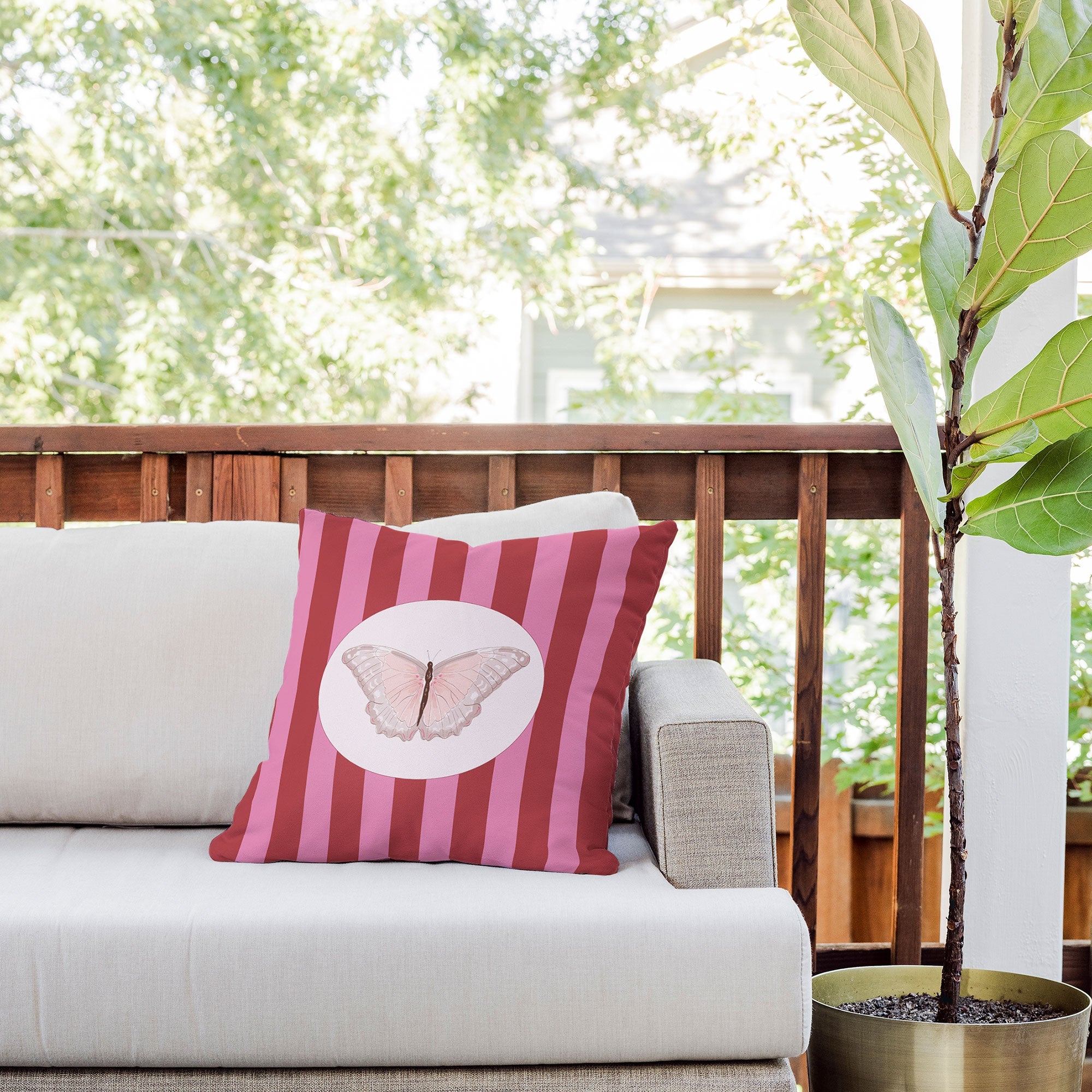 DENY Designs butterfly stripes Outdoor Throw Pillow