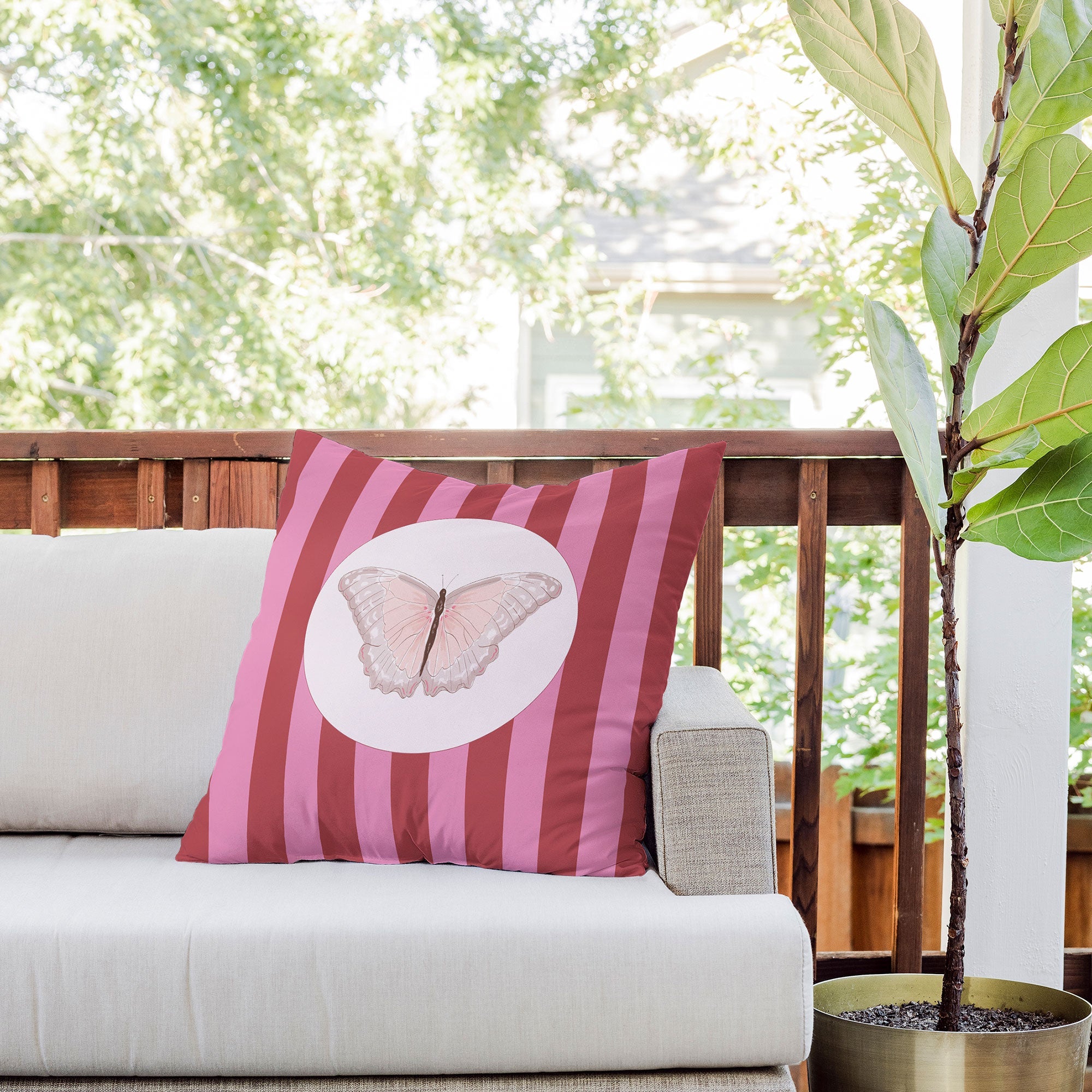 DENY Designs butterfly stripes Outdoor Throw Pillow