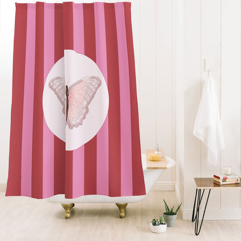 DENY Designs butterfly stripes Shower Curtain