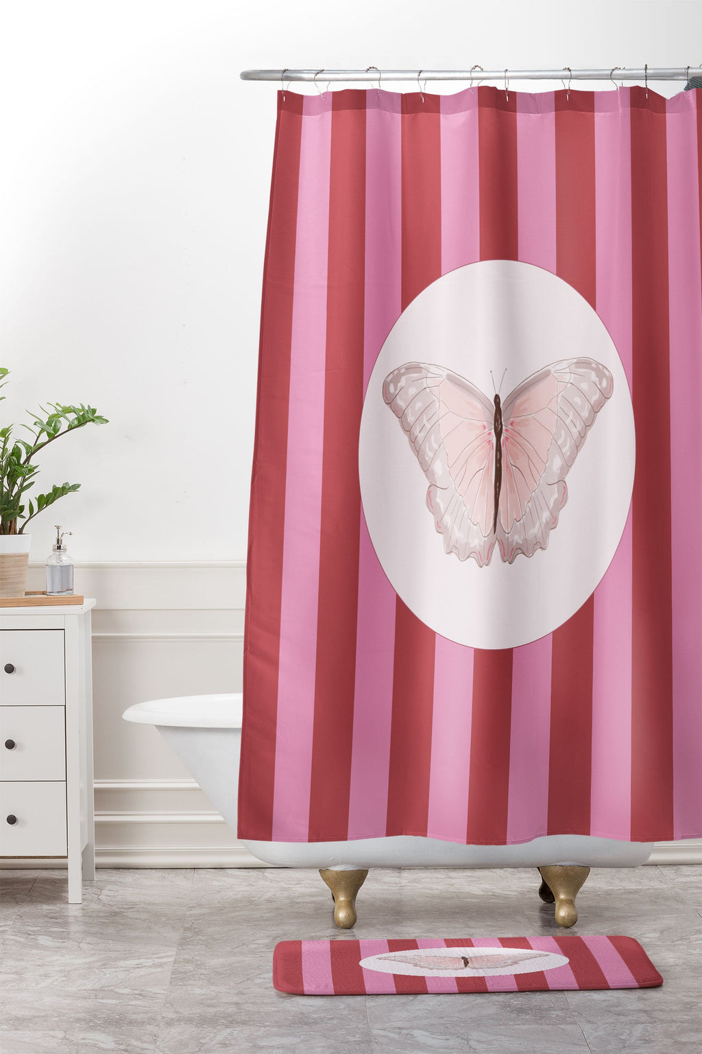 DENY Designs butterfly stripes Memory Foam Bath Mat