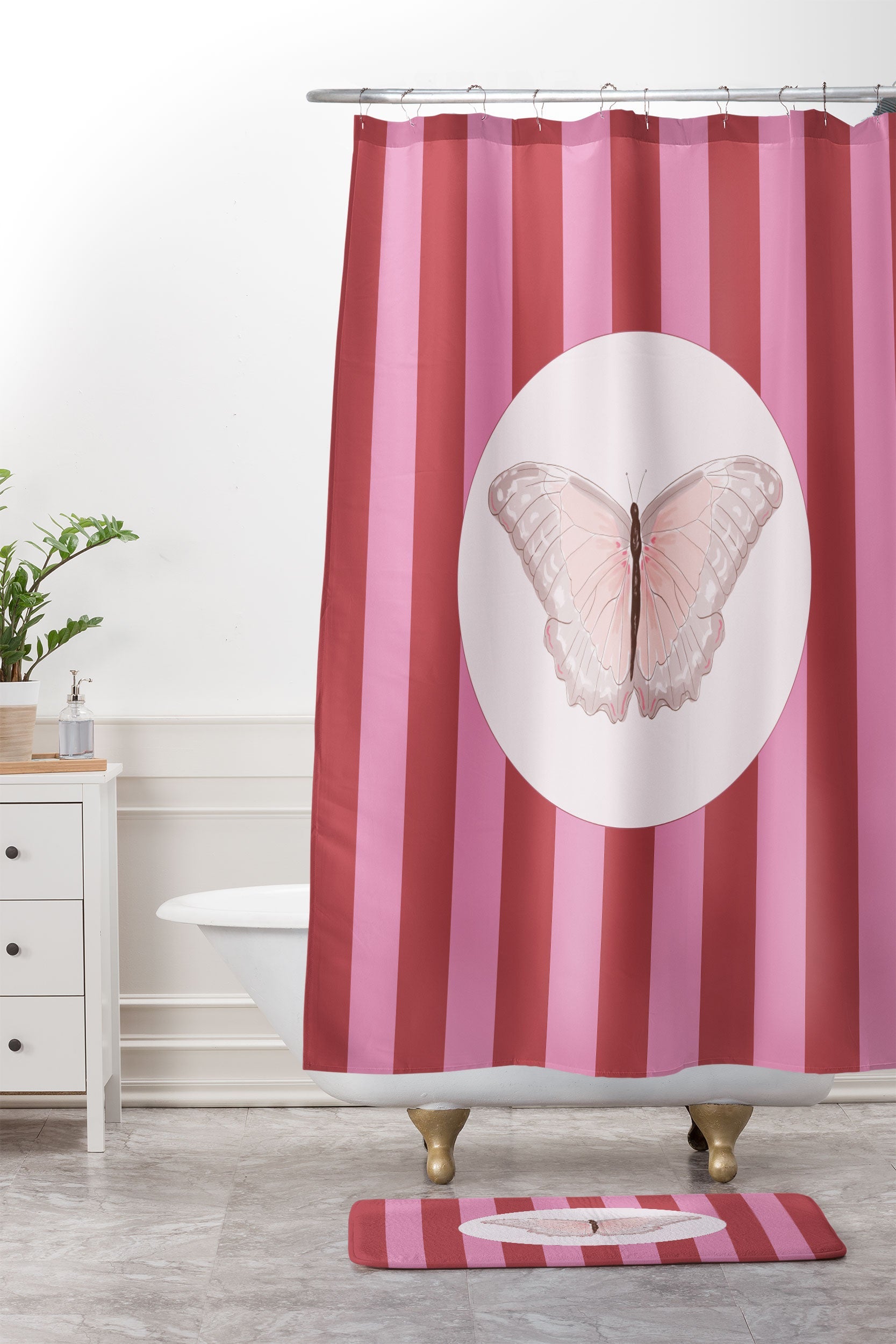 DENY Designs butterfly stripes Memory Foam Bath Mat