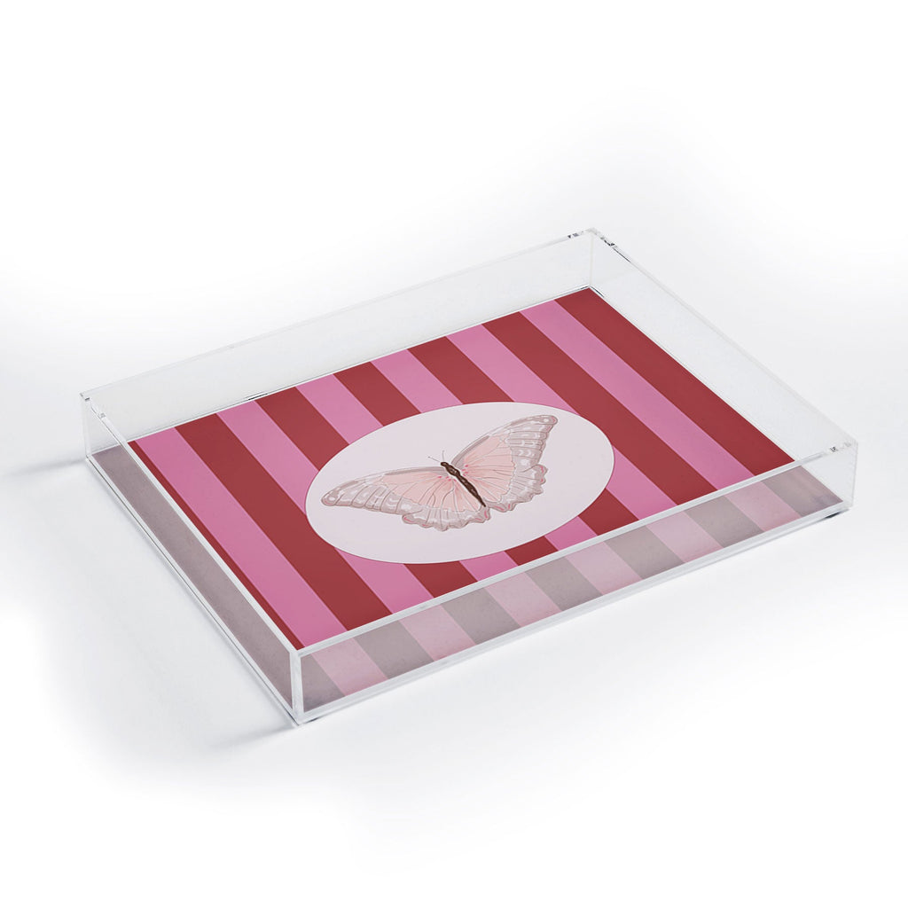 DENY Designs butterfly stripes Acrylic Tray