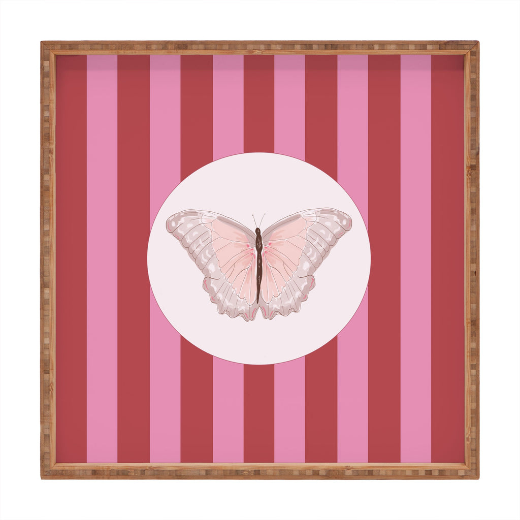 DENY Designs butterfly stripes Square Tray