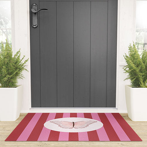 DENY Designs butterfly stripes Welcome Mat