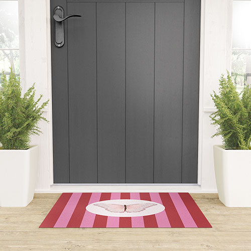 DENY Designs butterfly stripes Welcome Mat