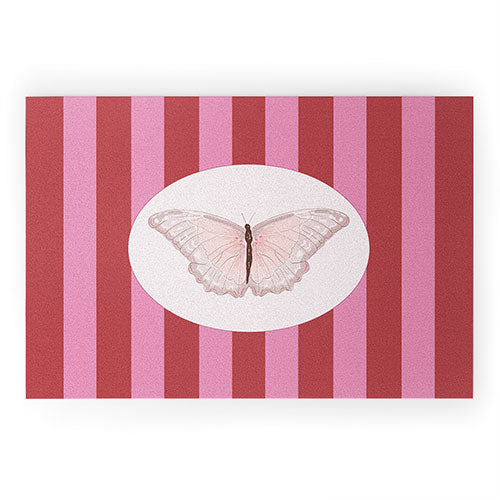 DENY Designs butterfly stripes Welcome Mat