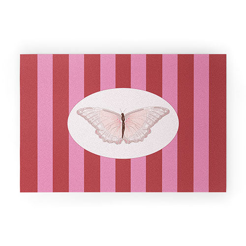 DENY Designs butterfly stripes Welcome Mat