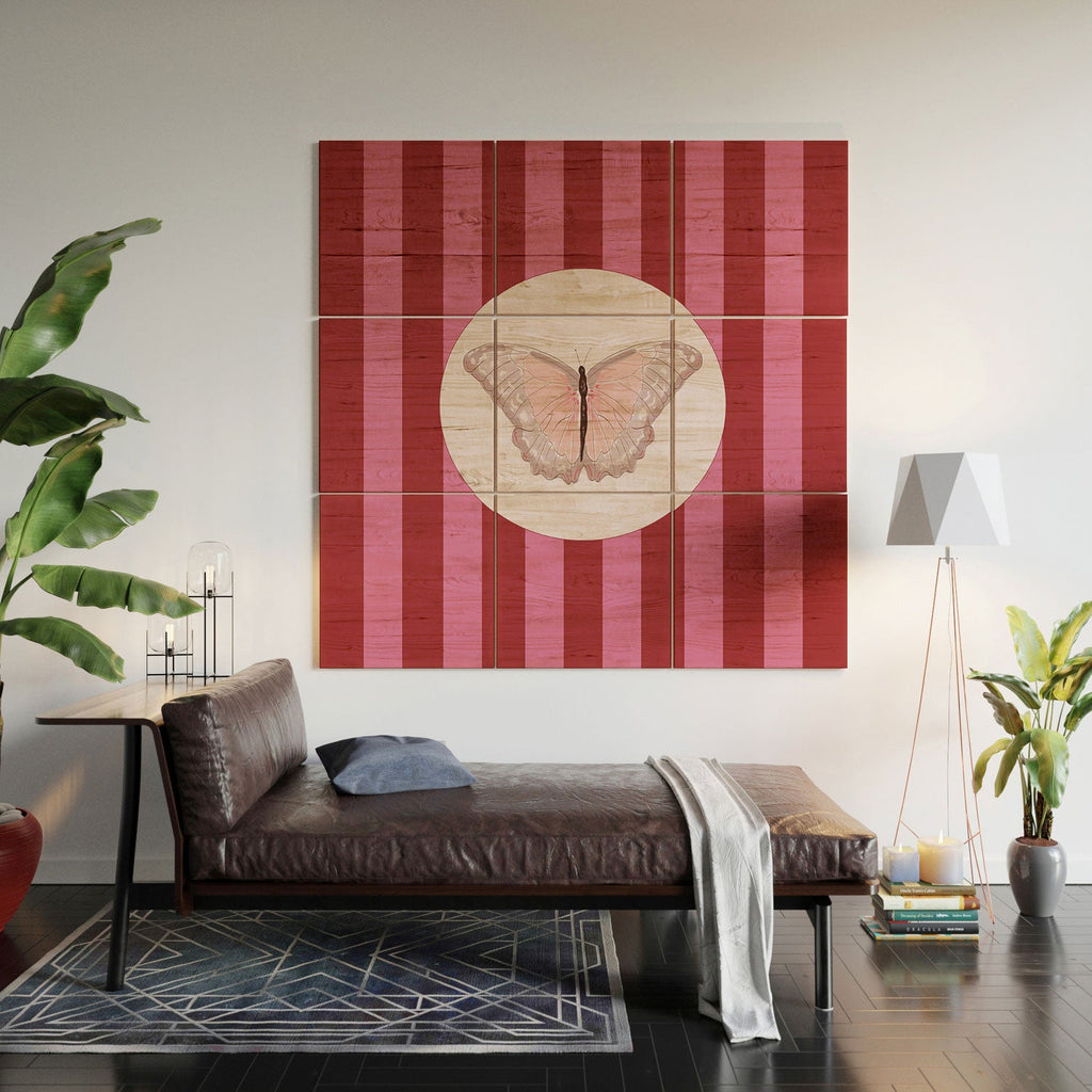 DENY Designs butterfly stripes Wood Wall Mural