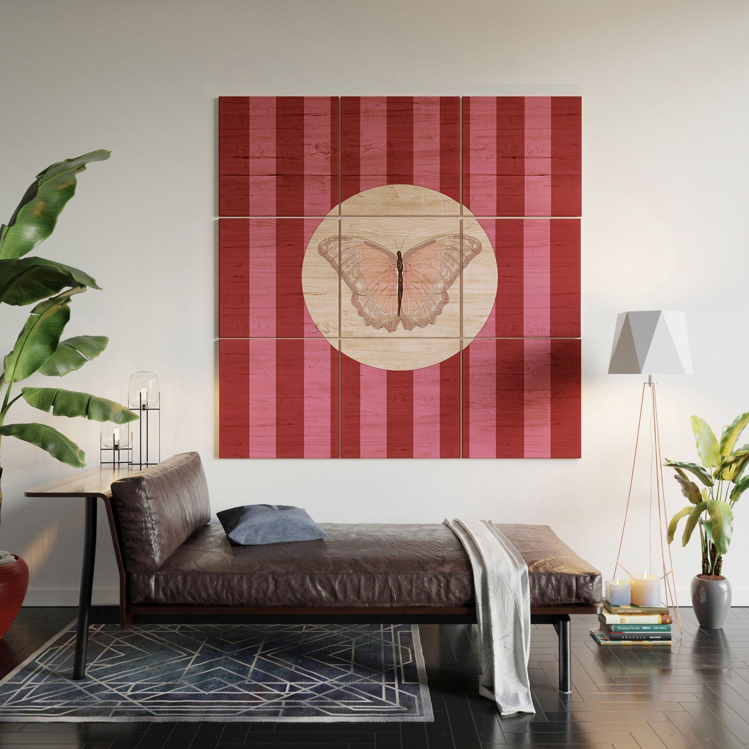 DENY Designs butterfly stripes Wood Wall Mural
