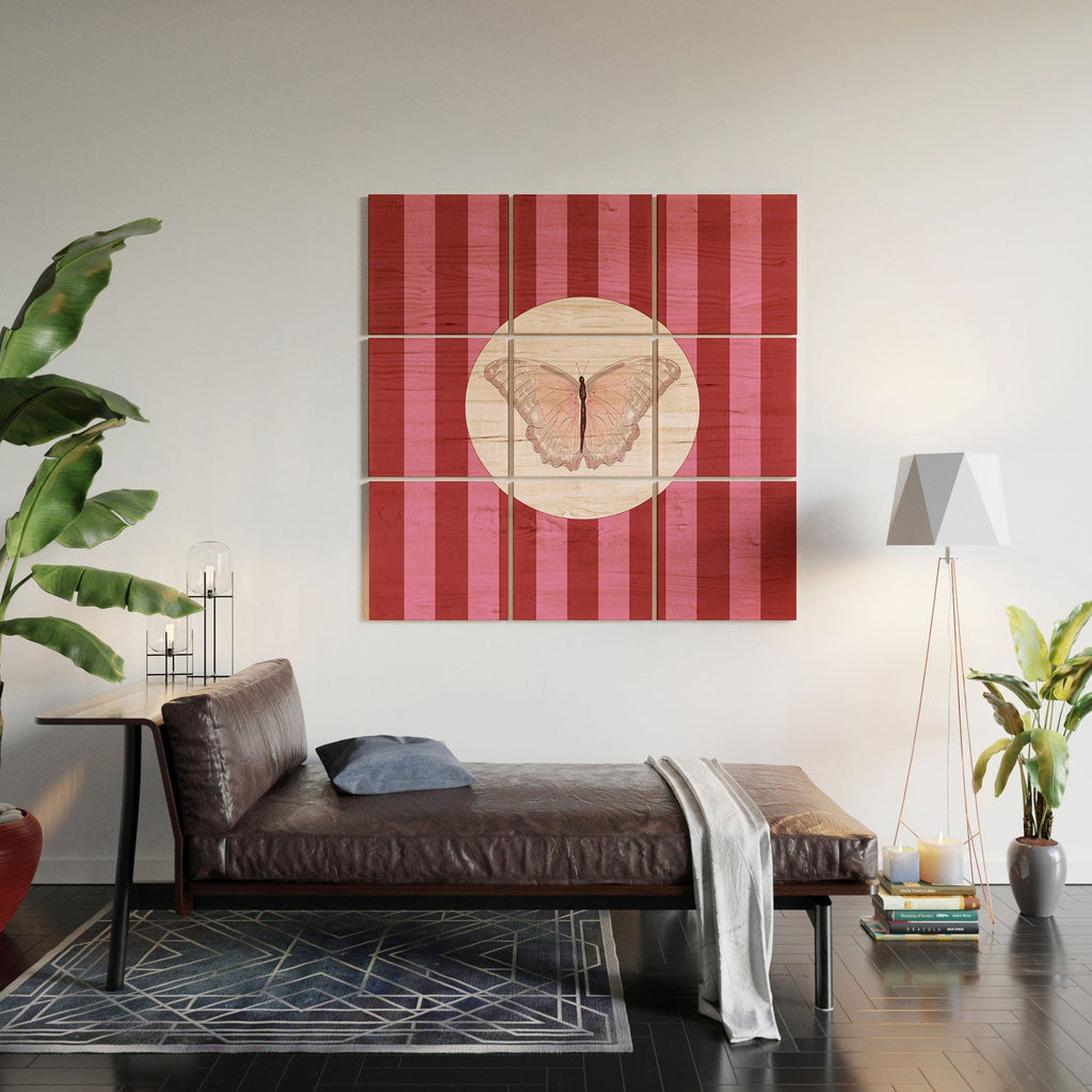 DENY Designs butterfly stripes Wood Wall Mural