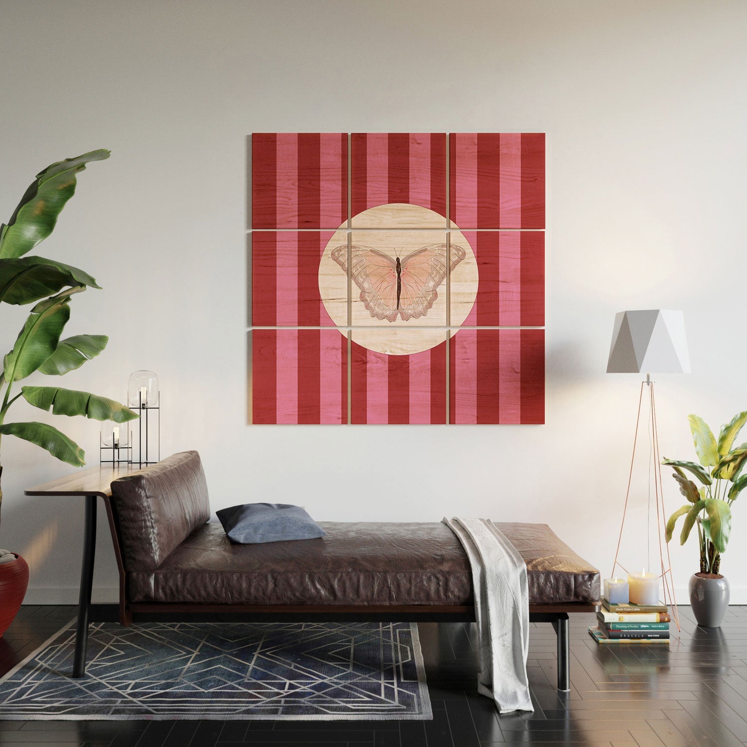 DENY Designs butterfly stripes Wood Wall Mural
