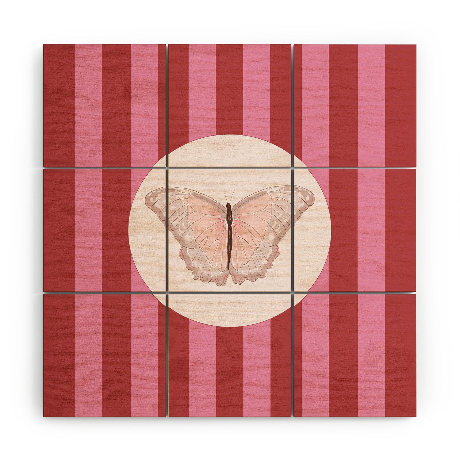 DENY Designs butterfly stripes Wood Wall Mural