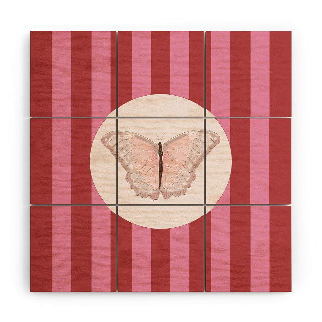 DENY Designs butterfly stripes Wood Wall Mural