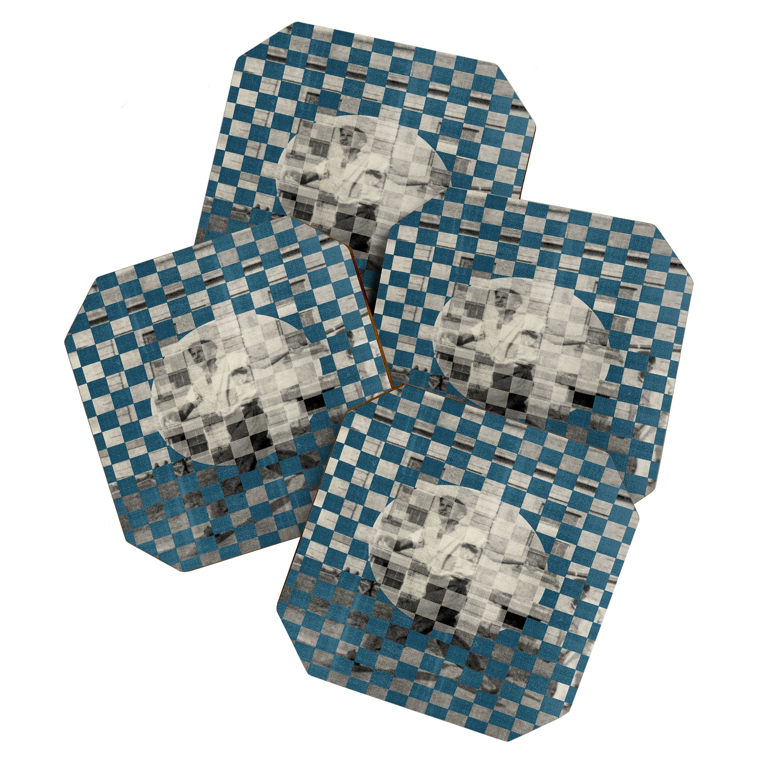 DENY Designs Checker Collage Coaster Set