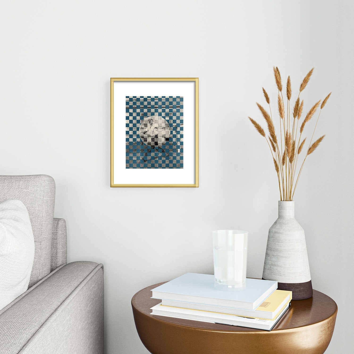 DENY Designs Checker Collage Metal Framed Art Print