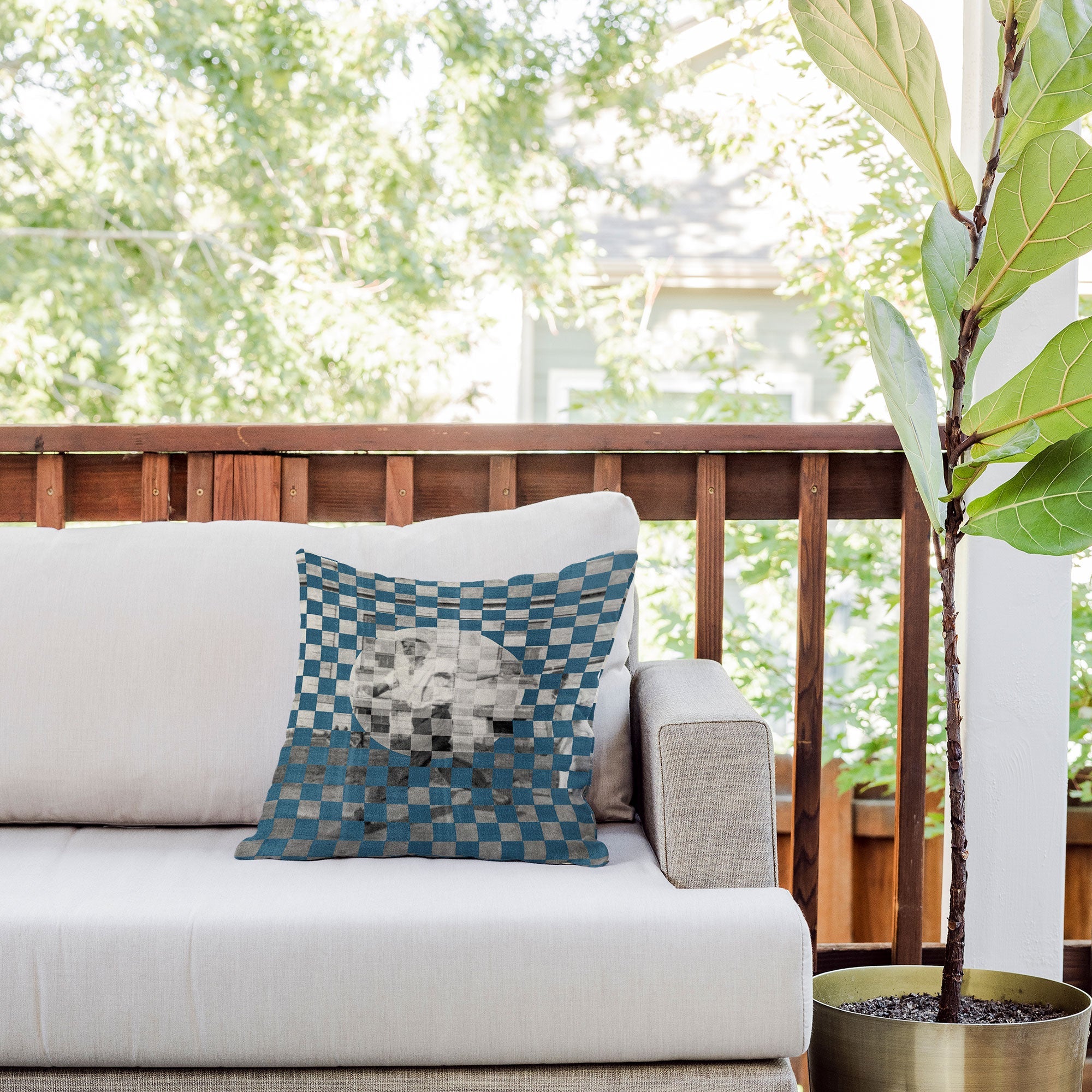 DENY Designs Checker Collage Outdoor Throw Pillow