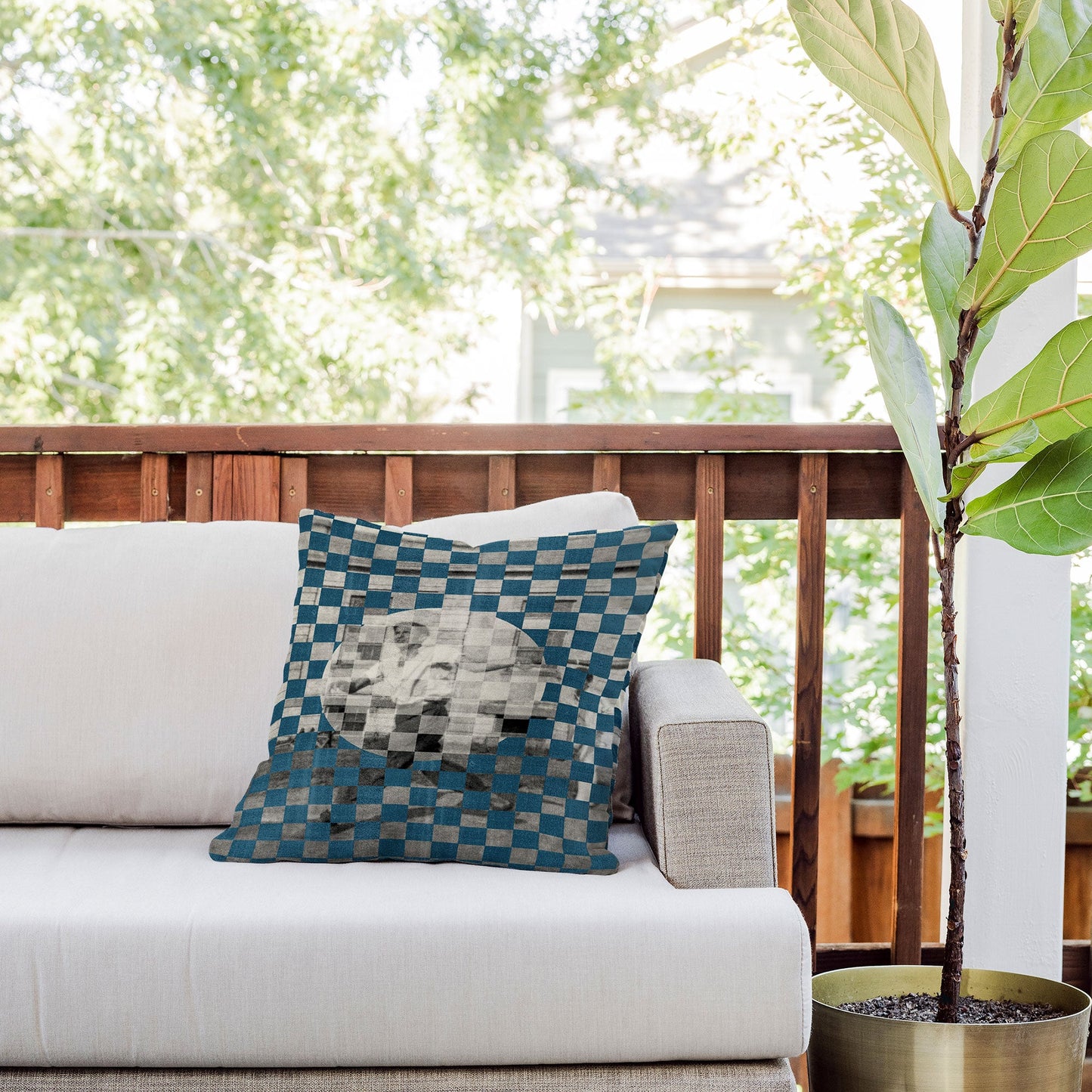 DENY Designs Checker Collage Outdoor Throw Pillow