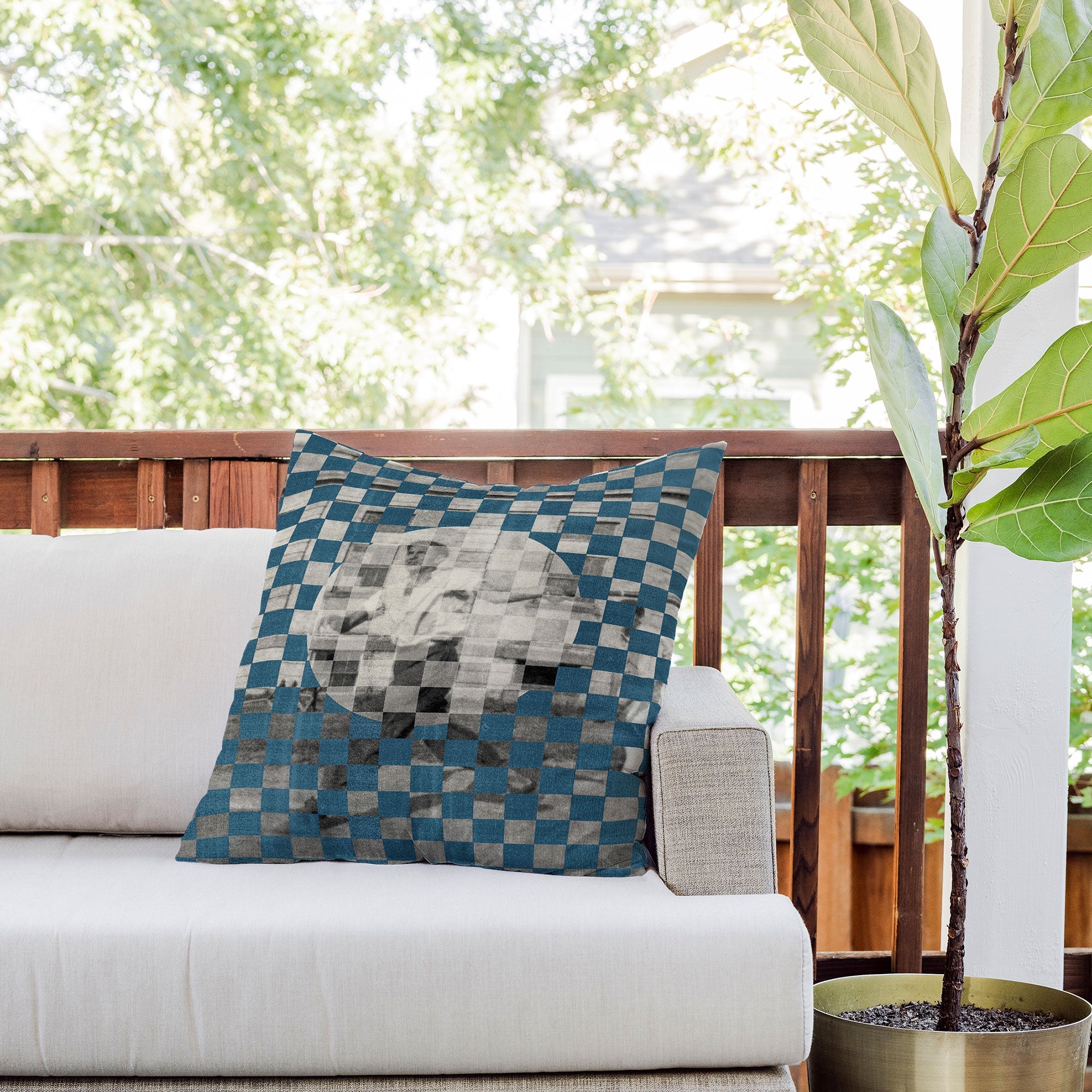 DENY Designs Checker Collage Outdoor Throw Pillow