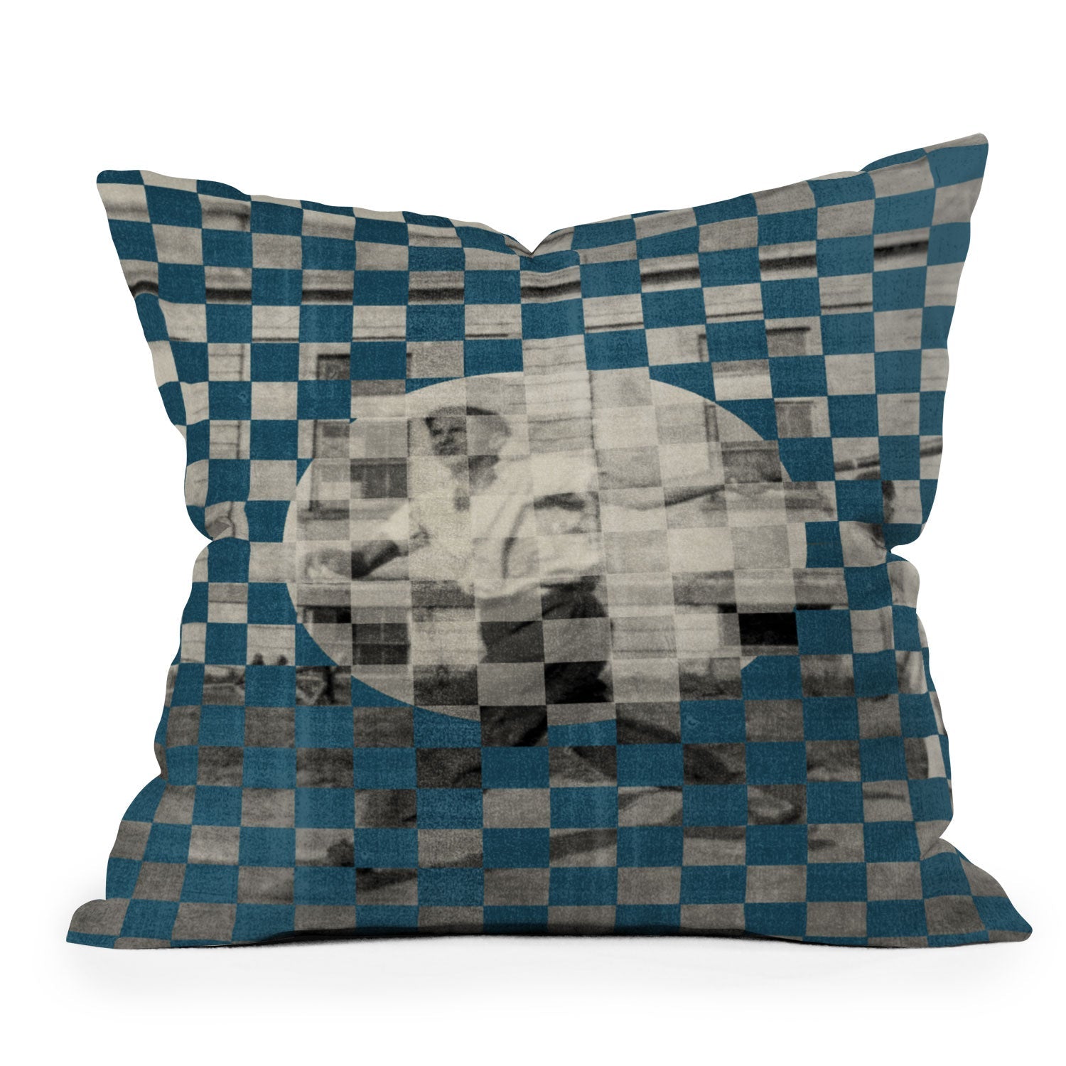 DENY Designs Checker Collage Outdoor Throw Pillow