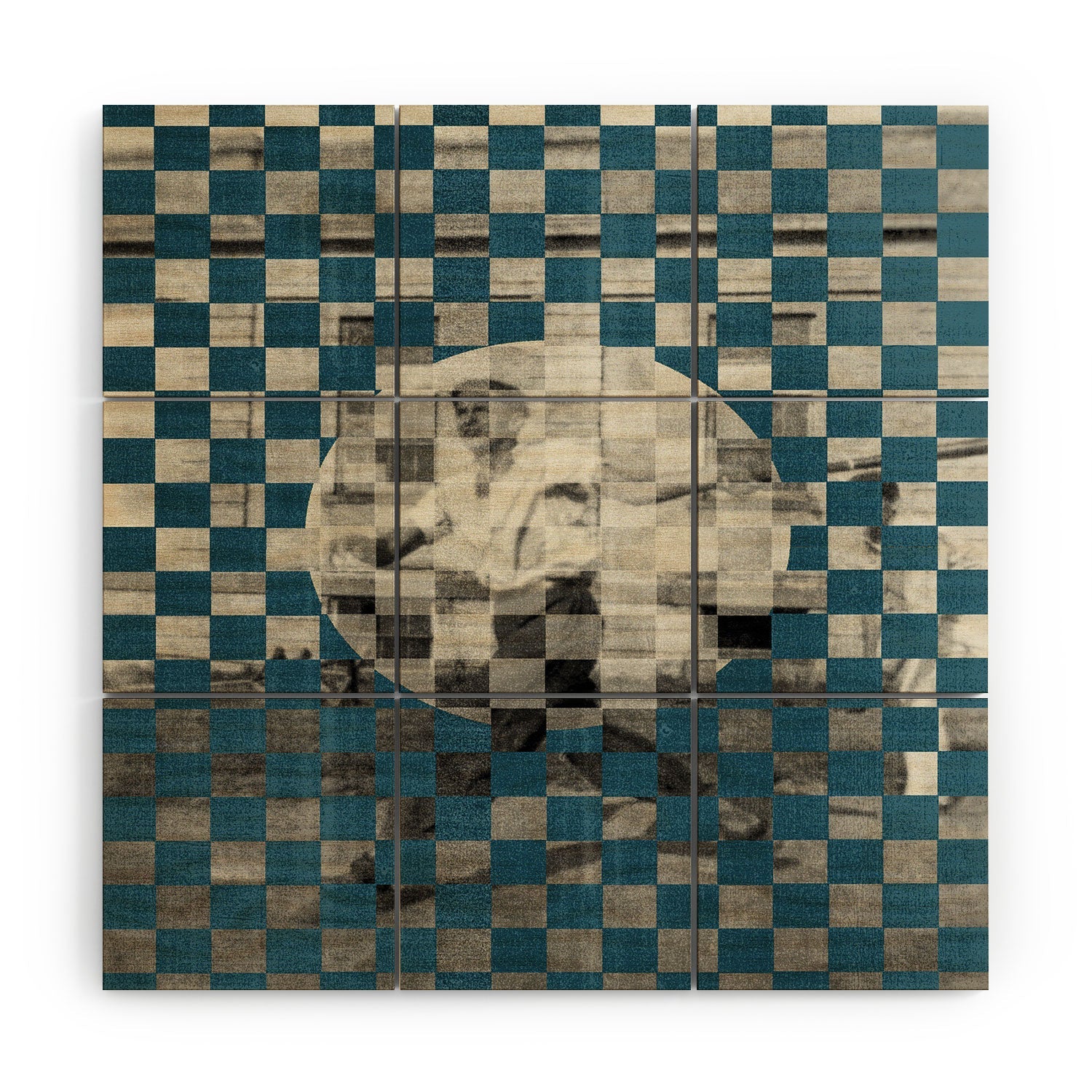 DENY Designs Checker Collage Wood Wall Mural