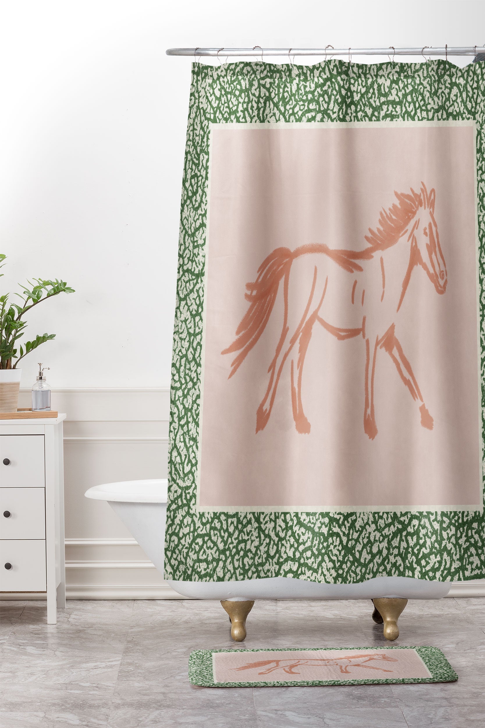 DENY Designs country horse 2 Shower Curtain And Mat
