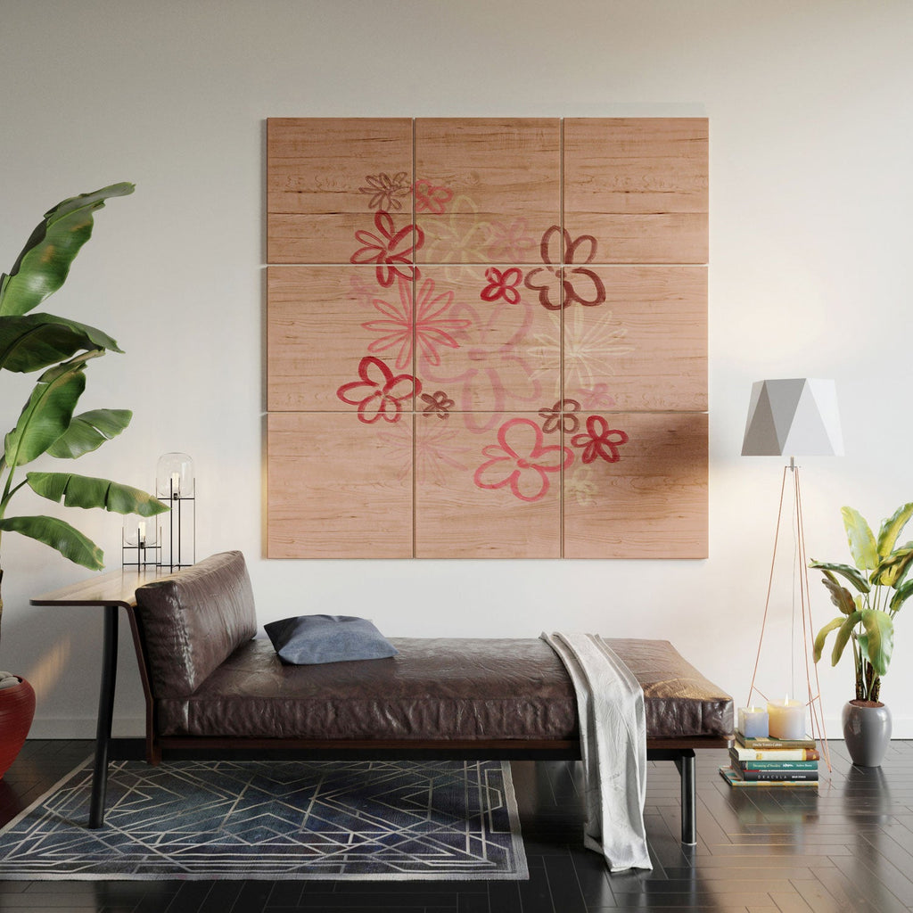 DENY Designs daisy pinks Wood Wall Mural