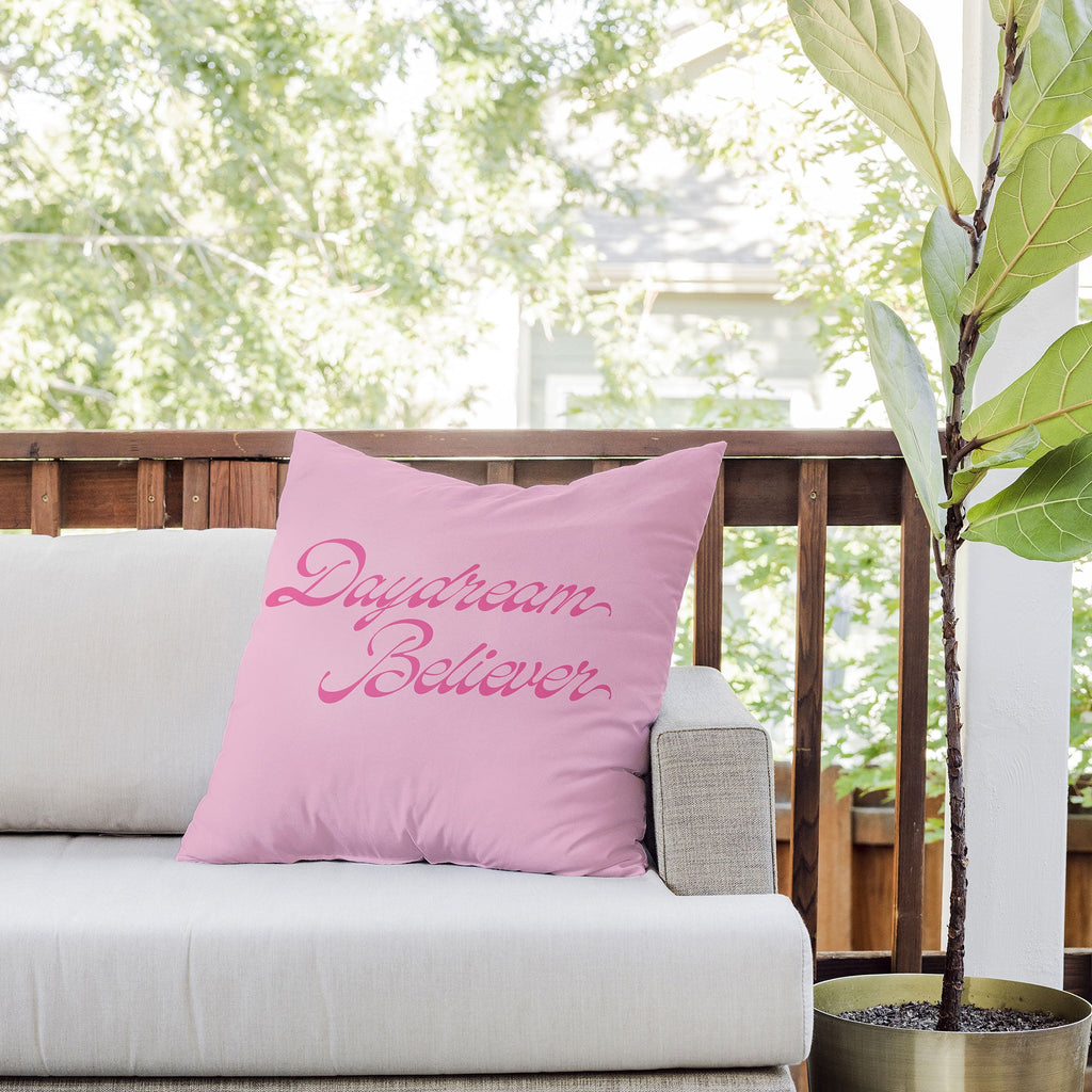 DENY Designs Daydream Believer Pink Outdoor Throw Pillow