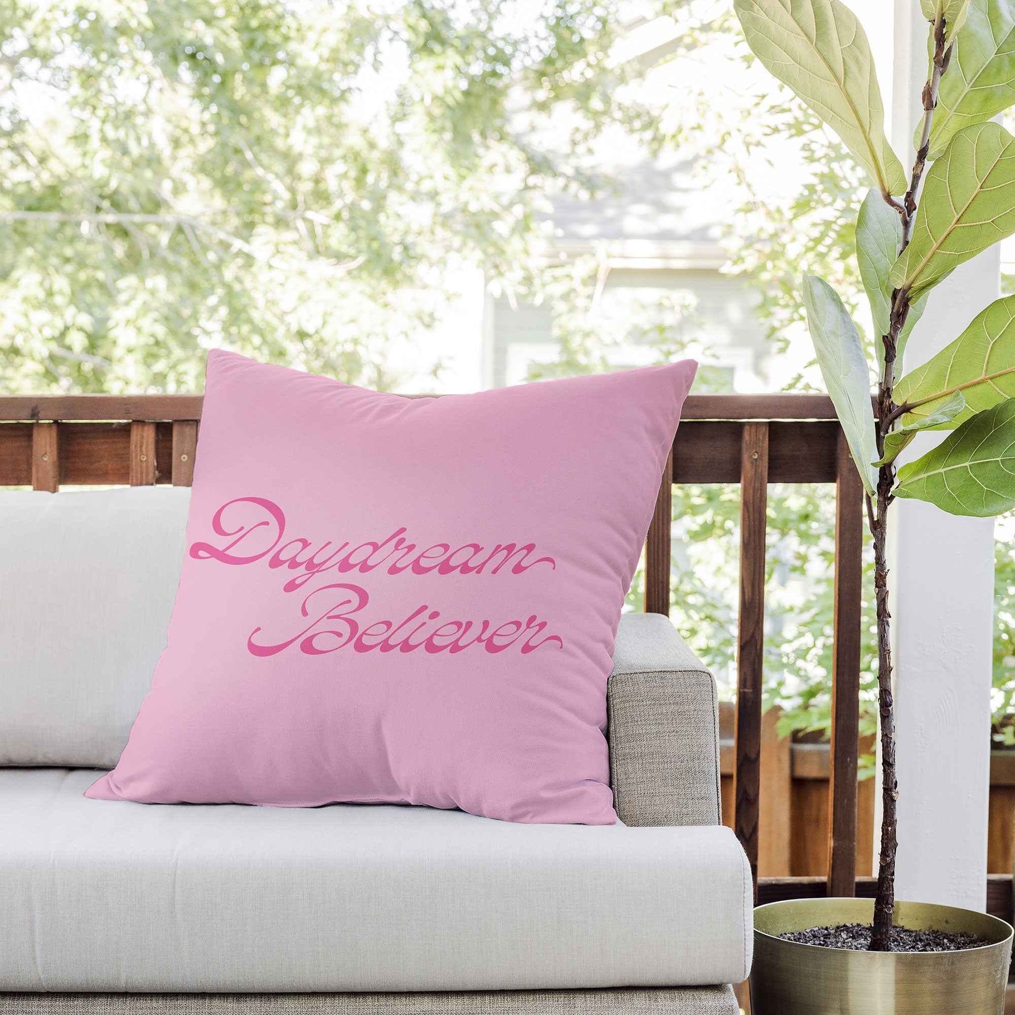 DENY Designs Daydream Believer Pink Outdoor Throw Pillow