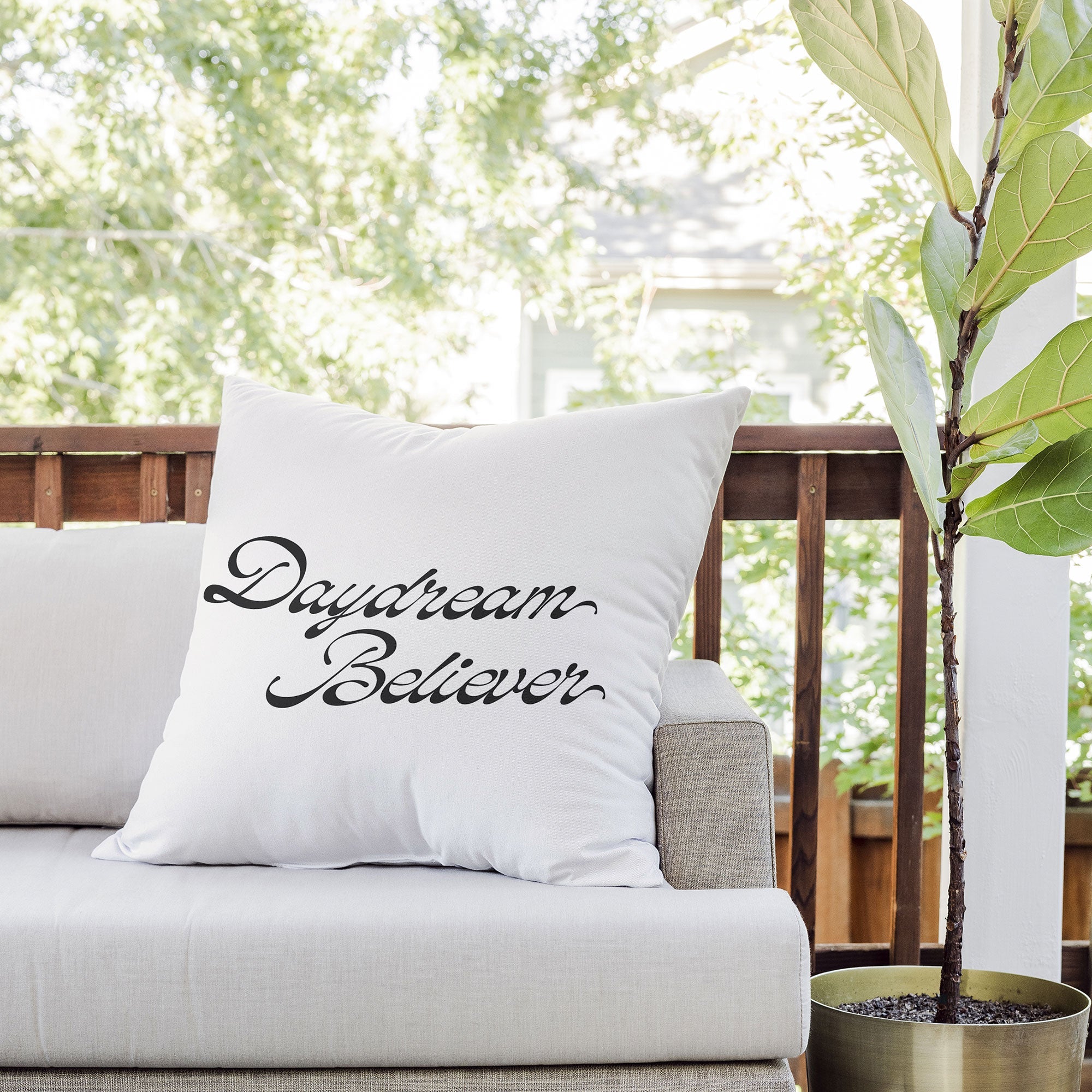 DENY Designs Daydream Believer W and B Outdoor Throw Pillow