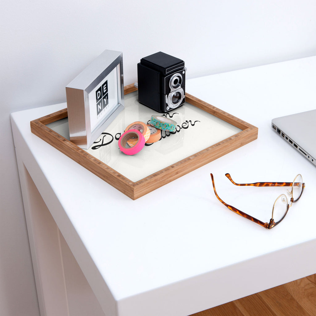 DENY Designs Daydream Believer W and B Square Tray