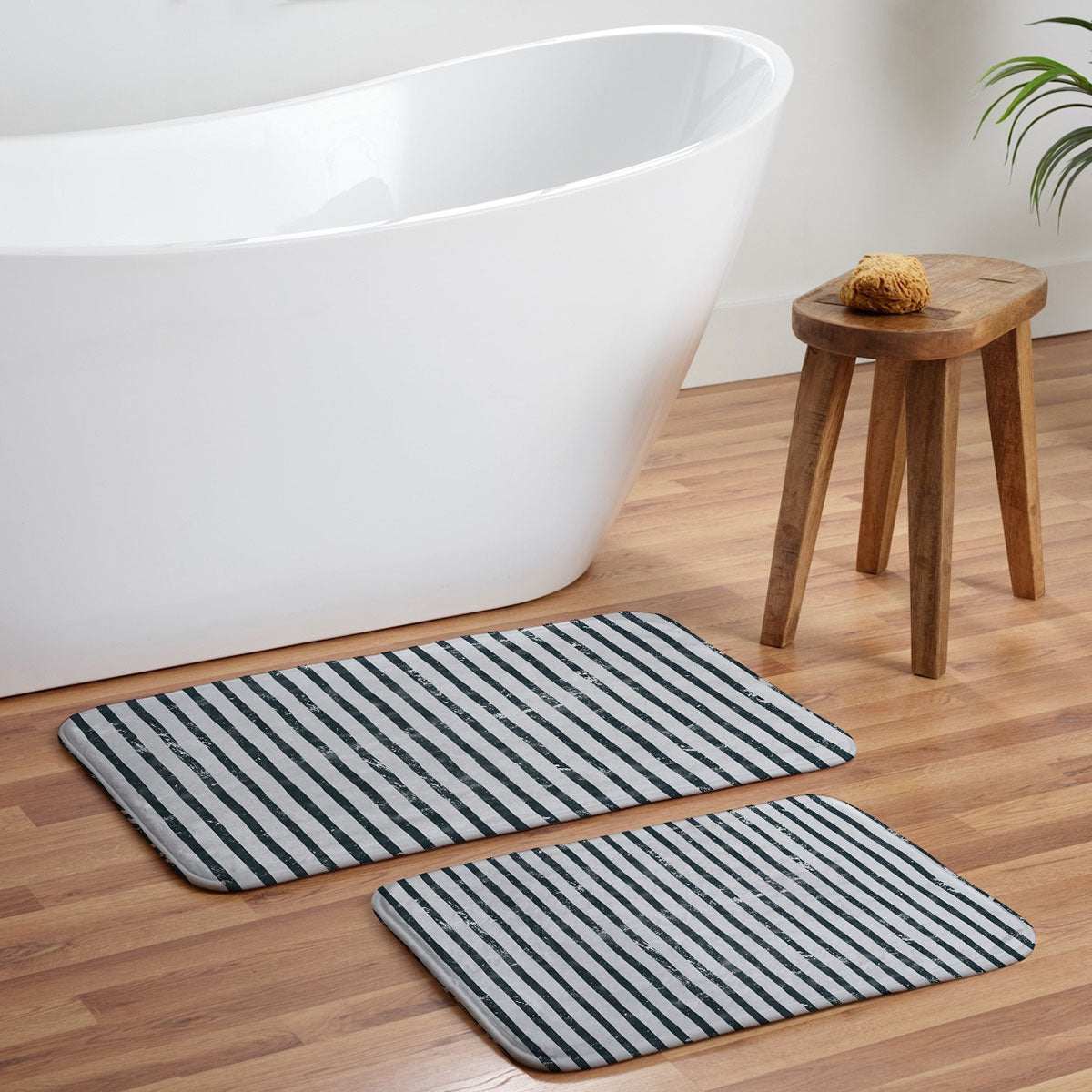 DENY Designs Distressed Chunky Stripe Memory Foam Bath Mat