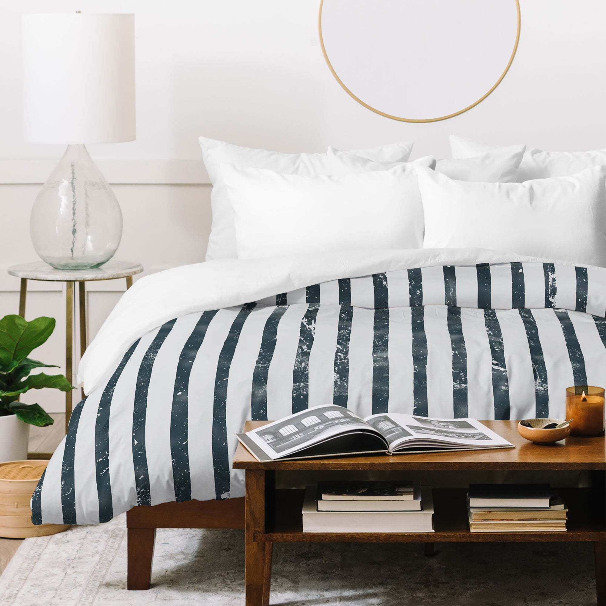 DENY Designs Distressed Chunky Stripe Duvet Cover