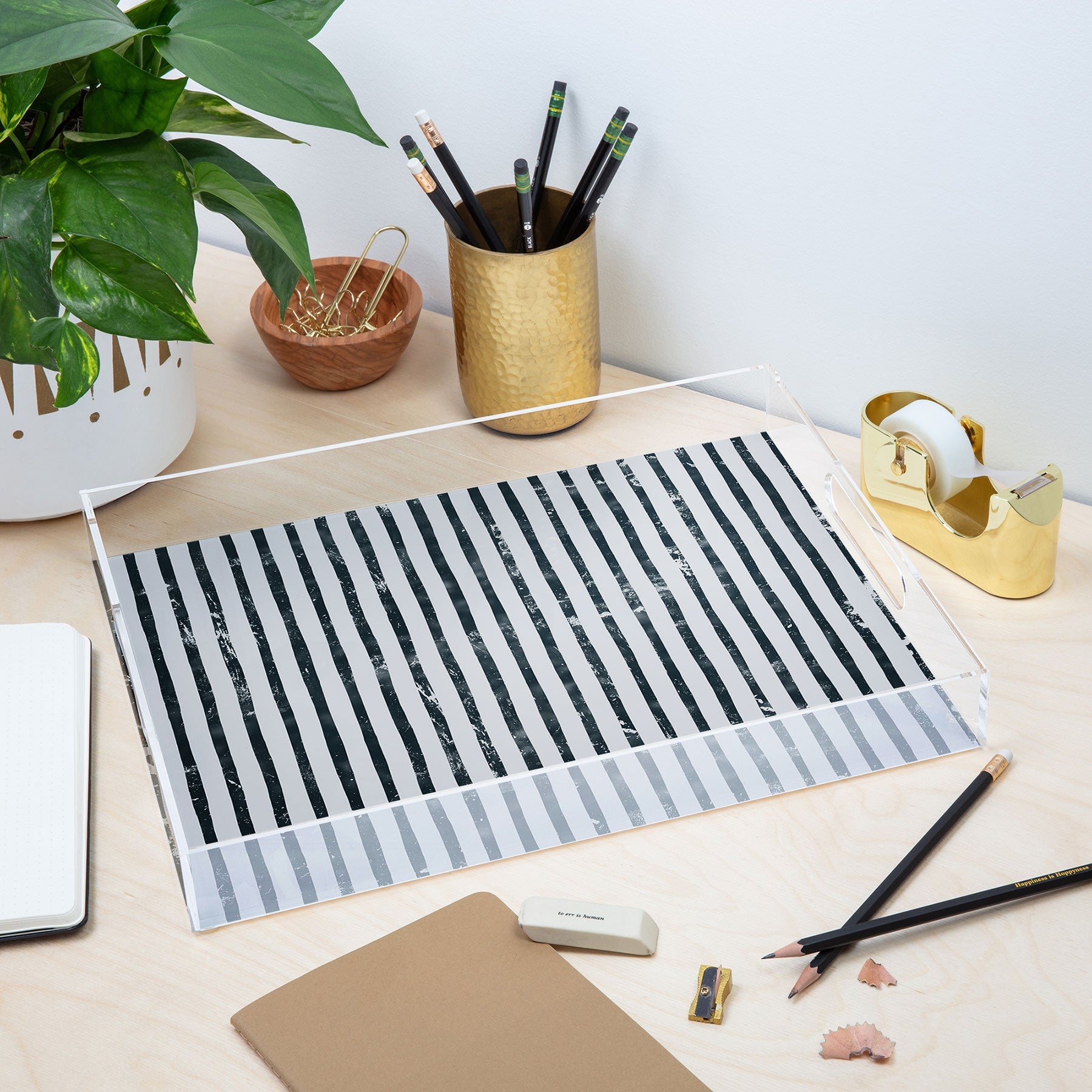 DENY Designs Distressed Chunky Stripe Acrylic Tray