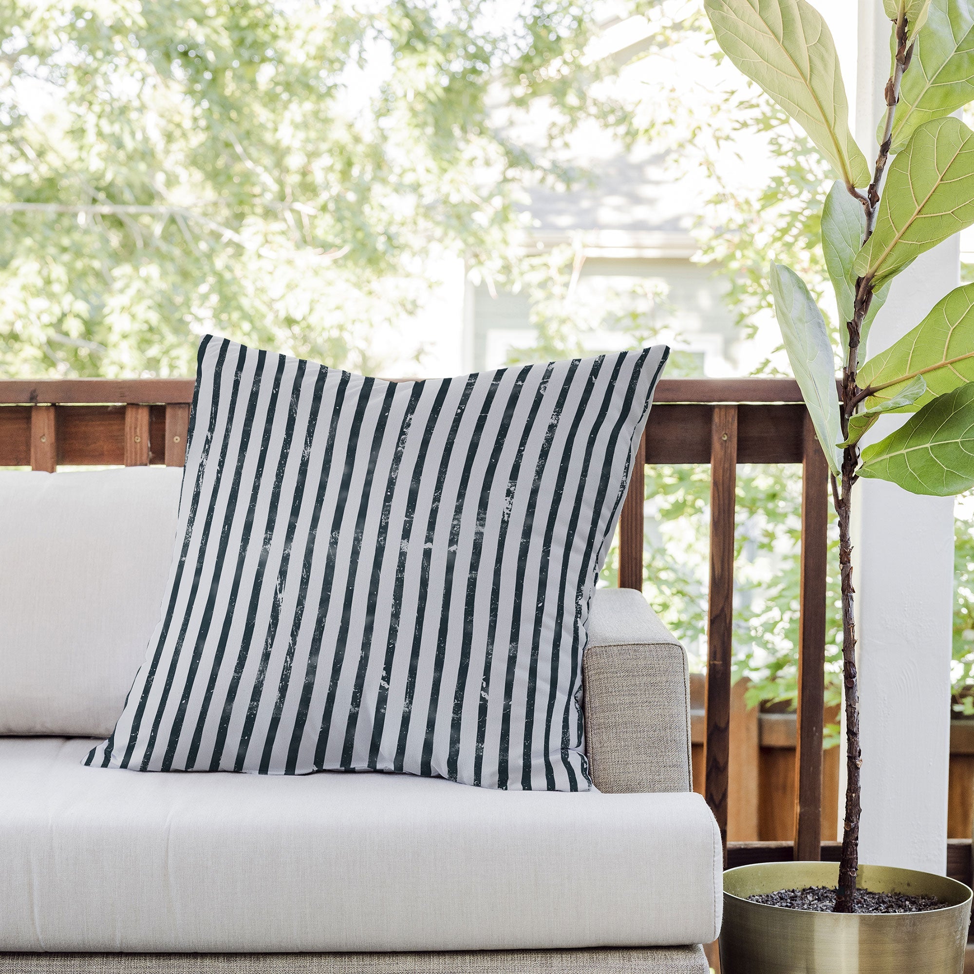 DENY Designs Distressed Chunky Stripe Outdoor Throw Pillow