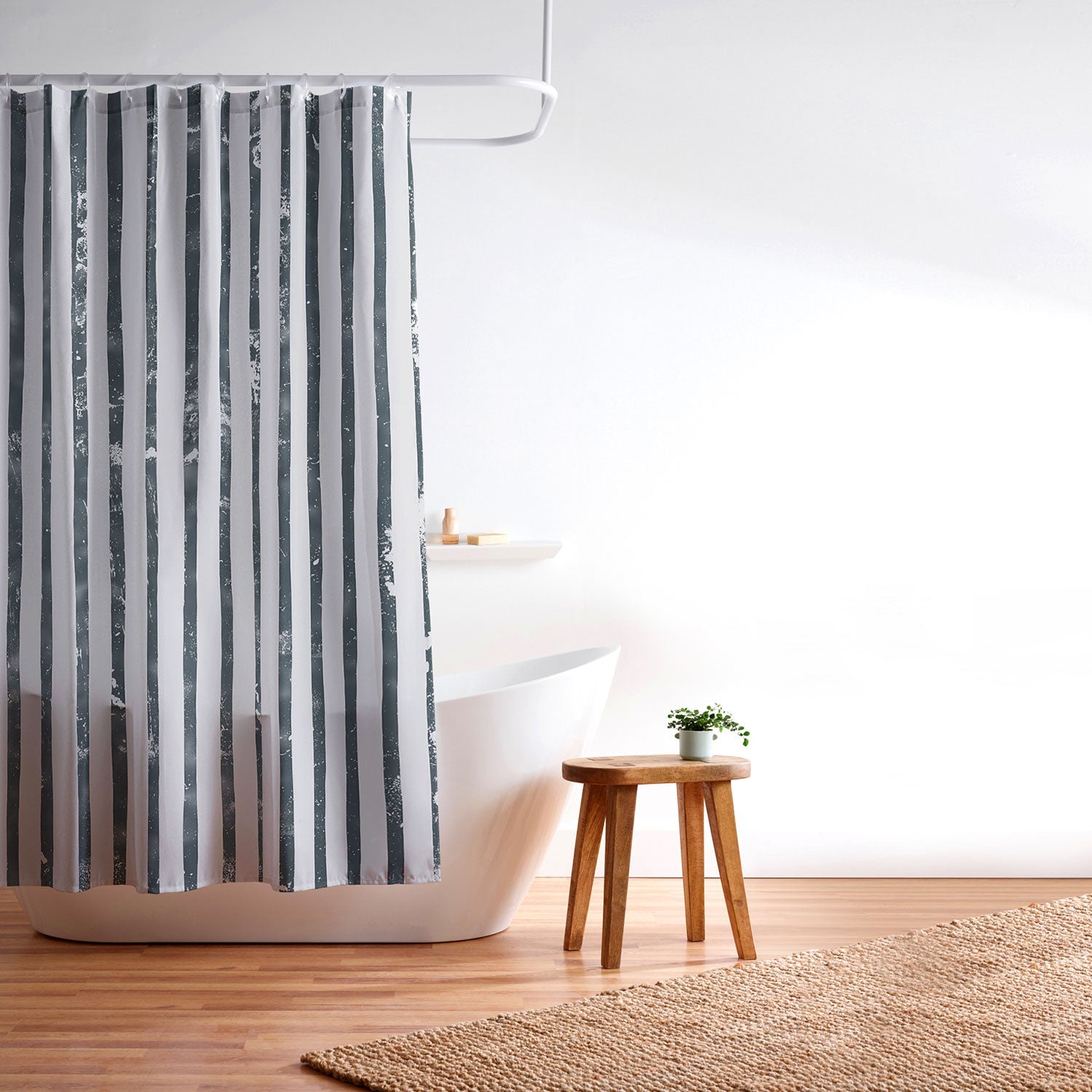 DENY Designs Distressed Chunky Stripe Shower Curtain