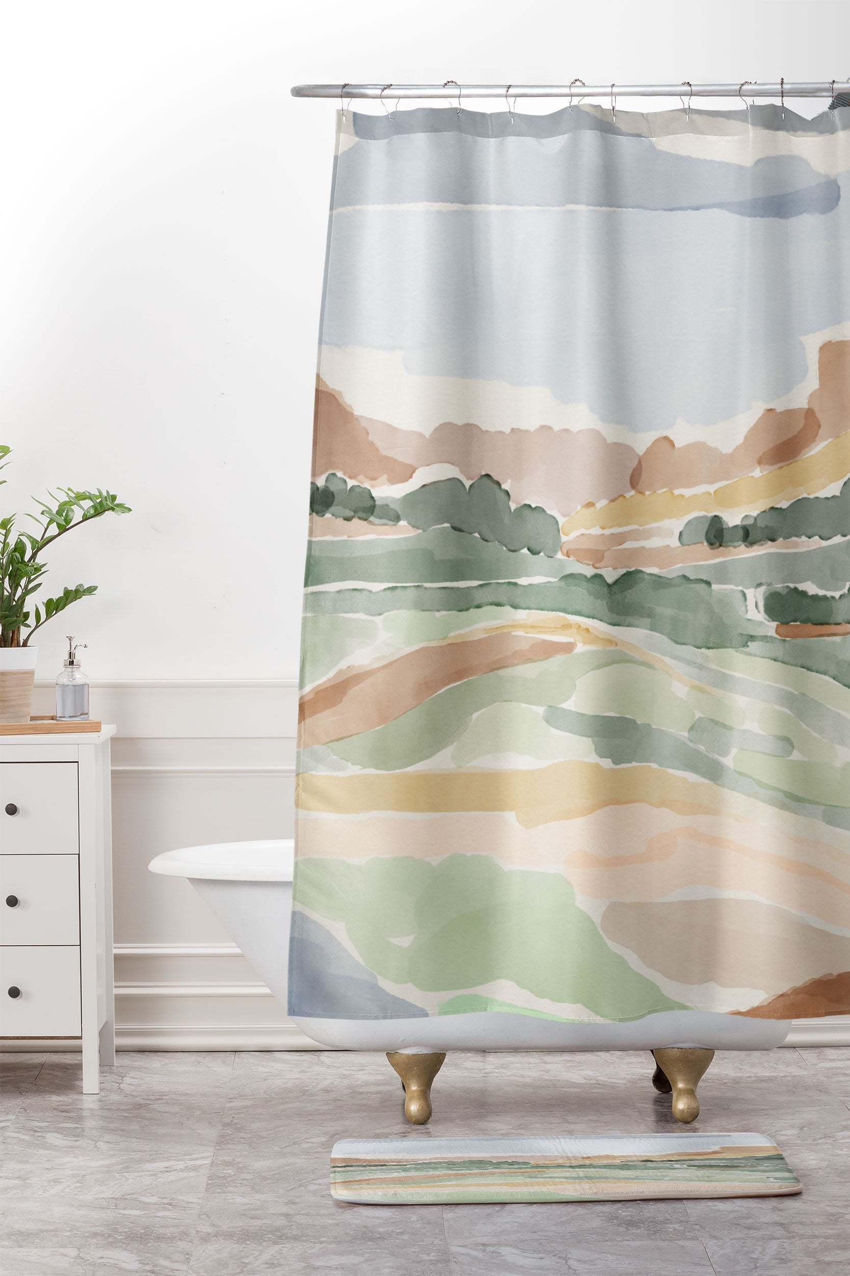 DENY Designs Dreamscape I Shower Curtain And Mat