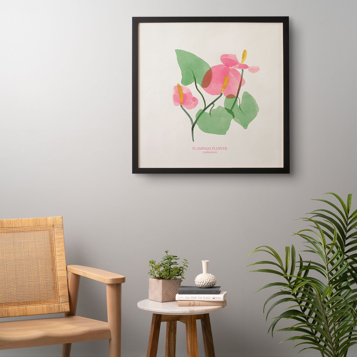 DENY Designs flamingo flower Framed Wall Art