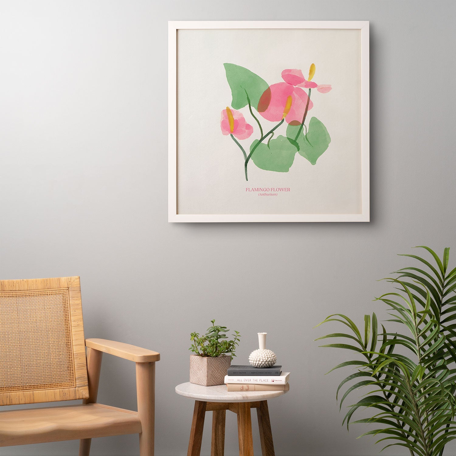 DENY Designs flamingo flower Framed Wall Art